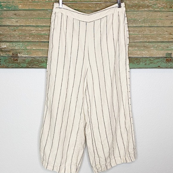 Anthropologie Linen Pant Portia White Size Medium - Picture 2 of 9